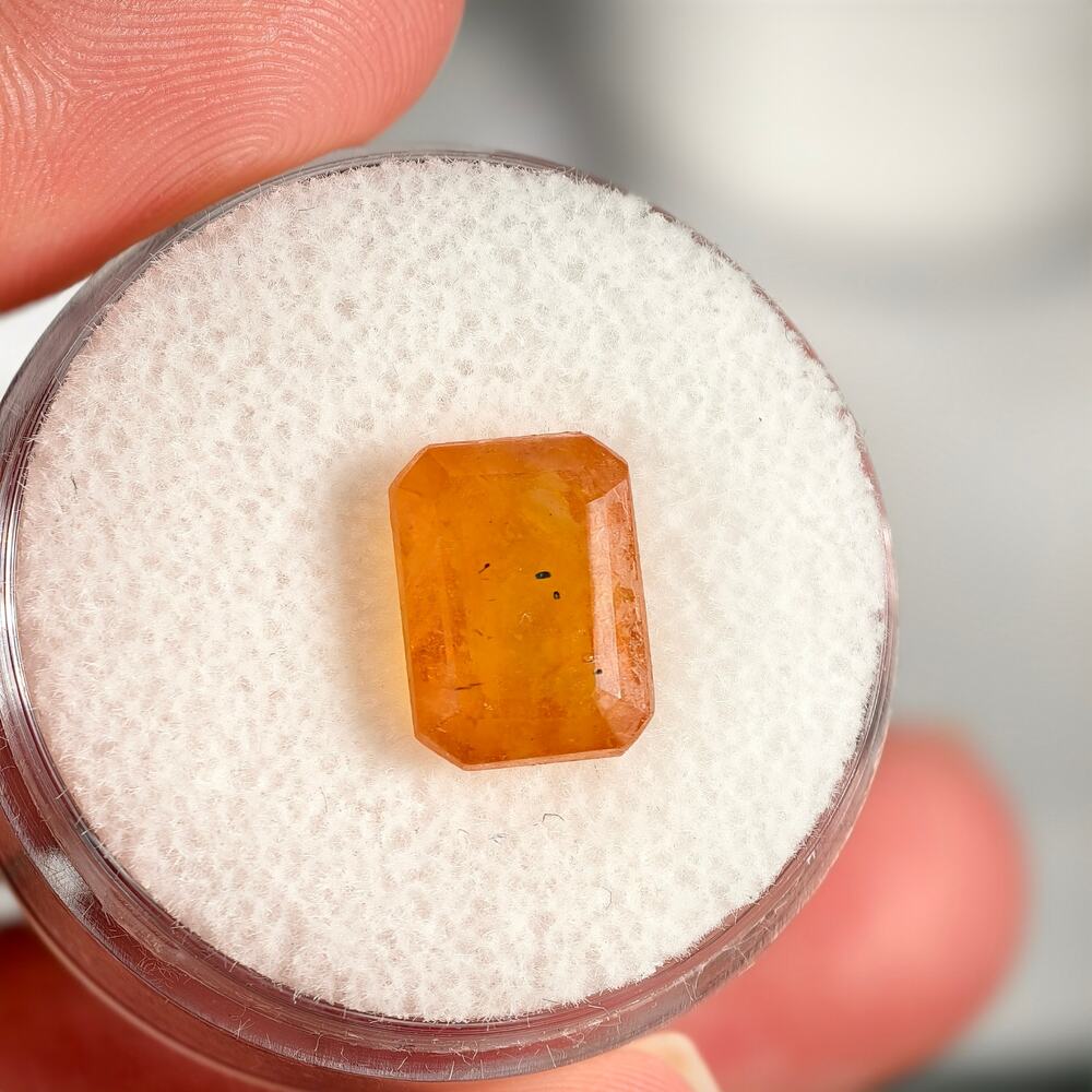 5.65ct Orange Sapphire (Glass Filled) Emerald Cut Gemstone